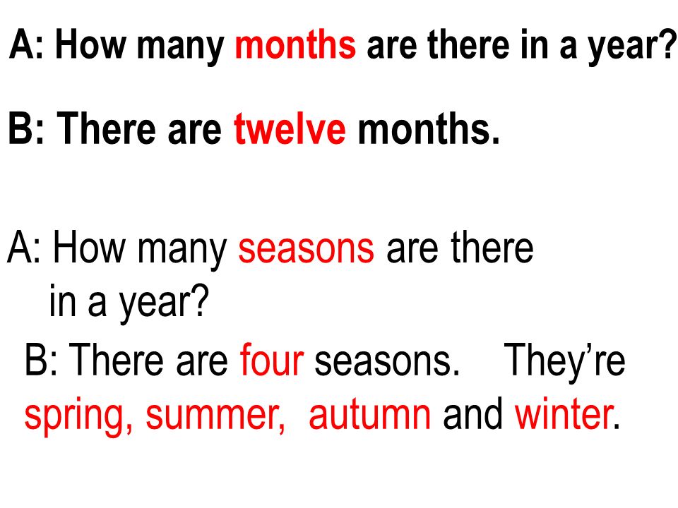 5 more months. How many months are there in a year. Вопрос how many are there. How many months are there. How many Seasons are there in a year.