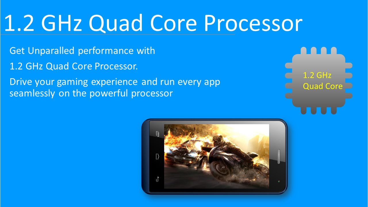 Q GHz Quad Core Processor Get Unparalled performance with 1.2 GHz Quad Core  Processor. Drive your gaming experience and run every app seamlessly. - ppt  download
