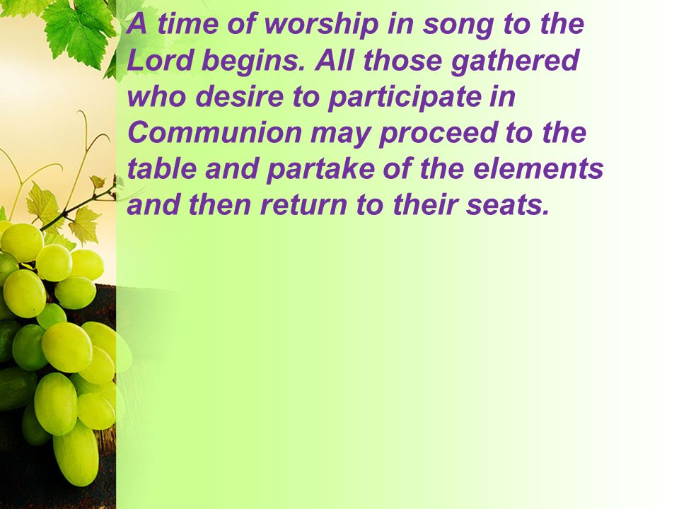 A time of worship in song to the Lord begins.