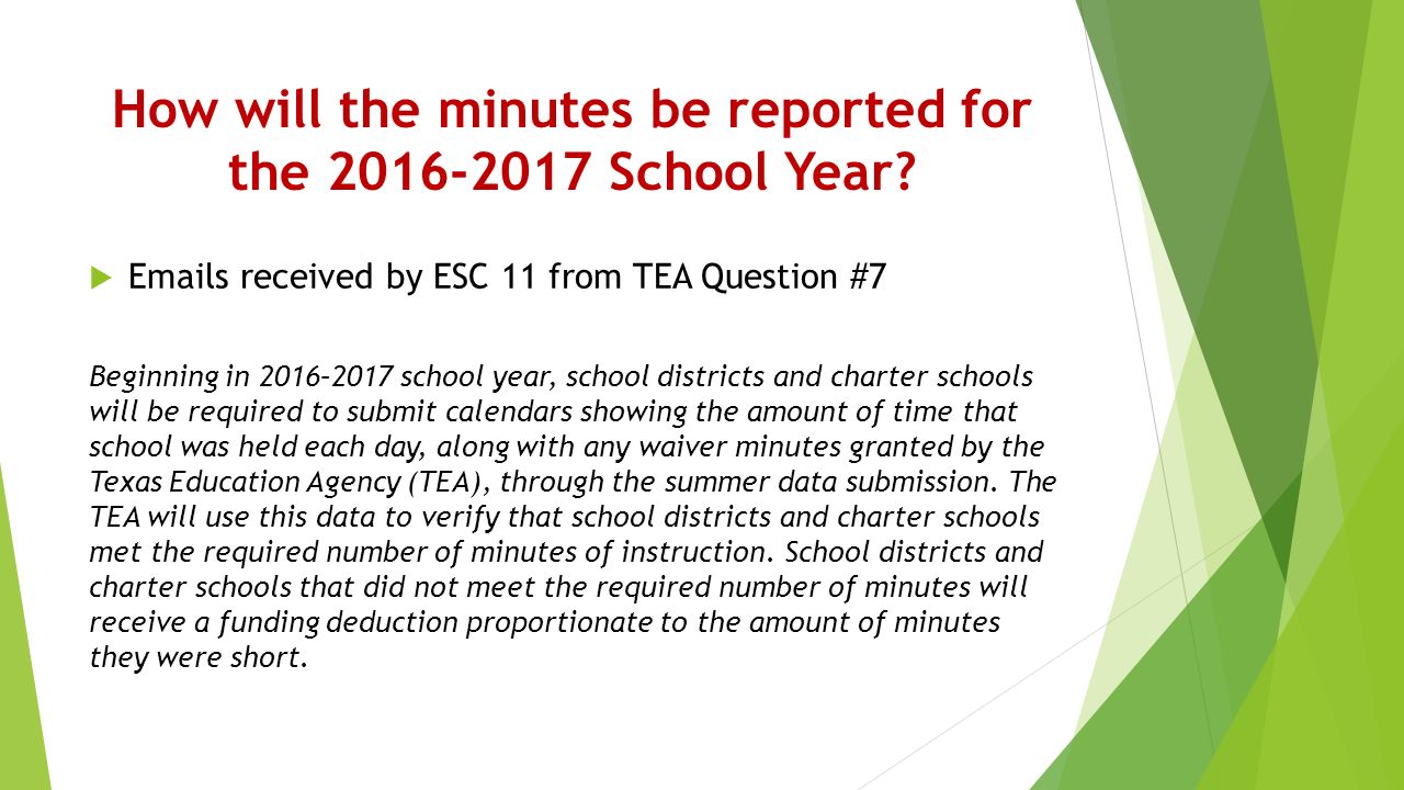 How will the minutes be reported for the School Year.