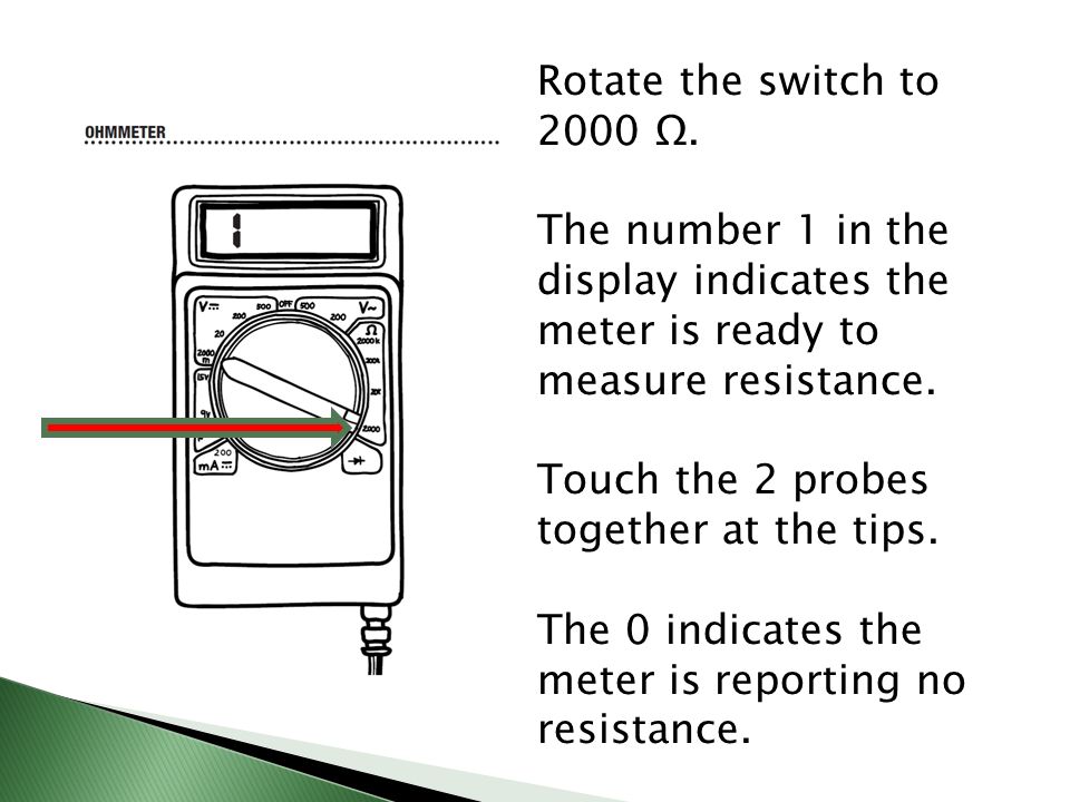 Rotate the switch to 2000 Ω.