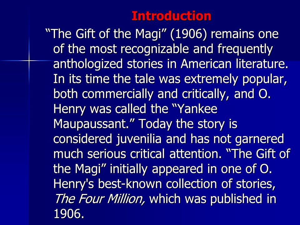 the gift of the magi introduction