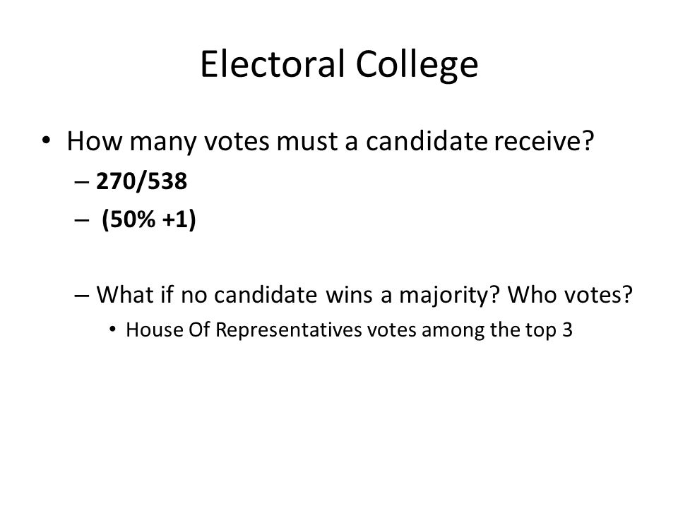 Electoral College How many votes must a candidate receive.