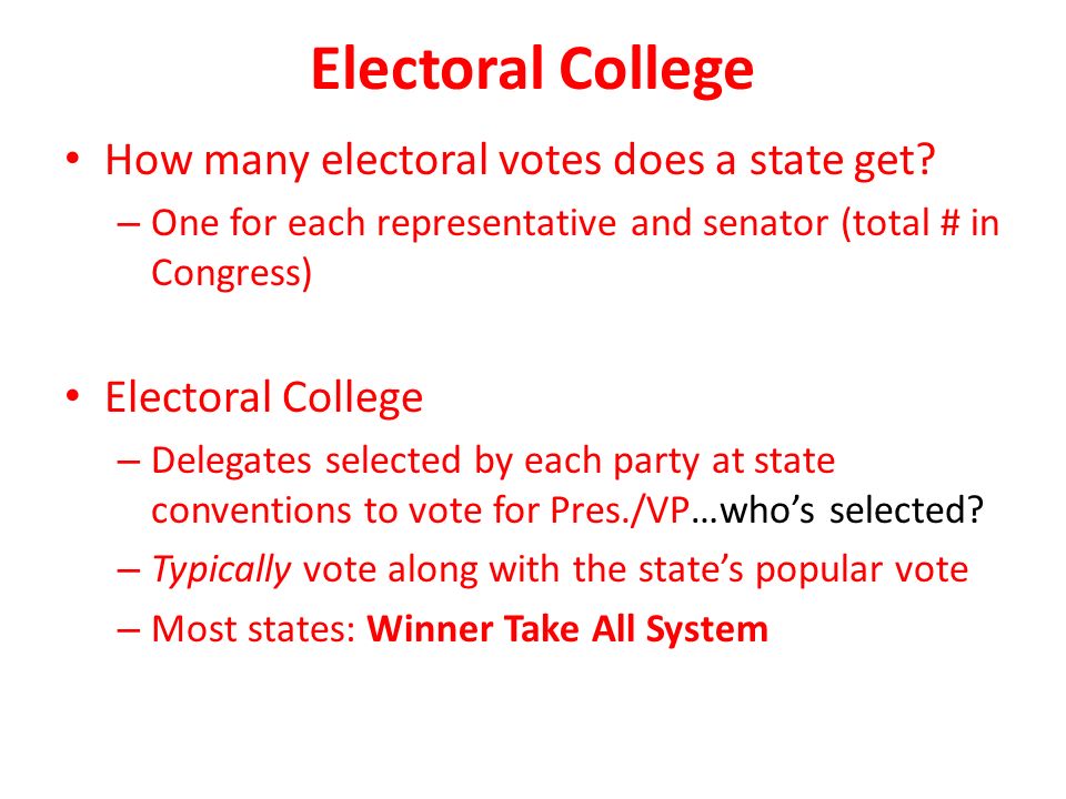 Electoral College How many electoral votes does a state get.