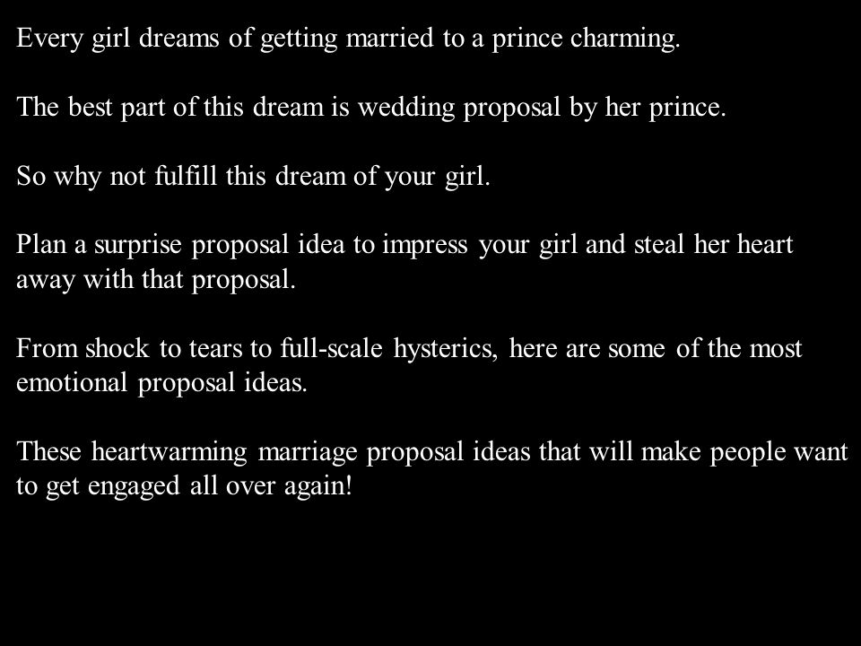a marriage proposal summary