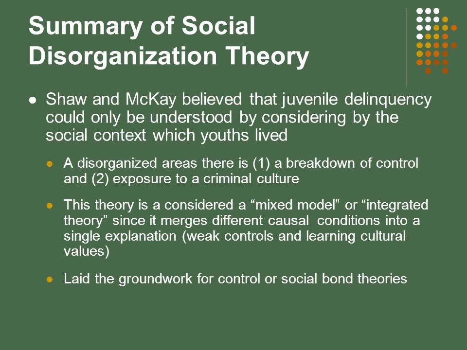 shaw and mckay social disorganization theory