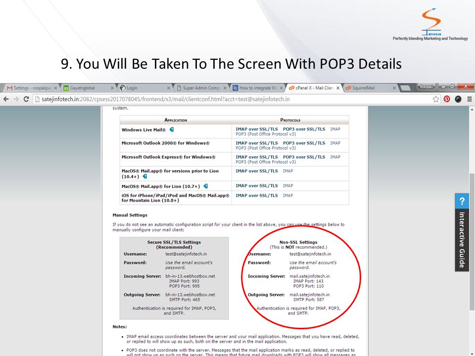 9. You Will Be Taken To The Screen With POP3 Details