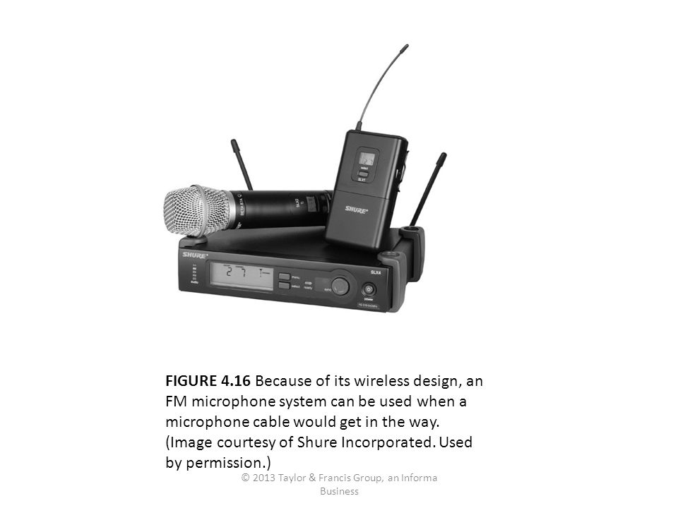 FIGURE 4.16 Because of its wireless design, an FM microphone system can be used when a microphone cable would get in the way.