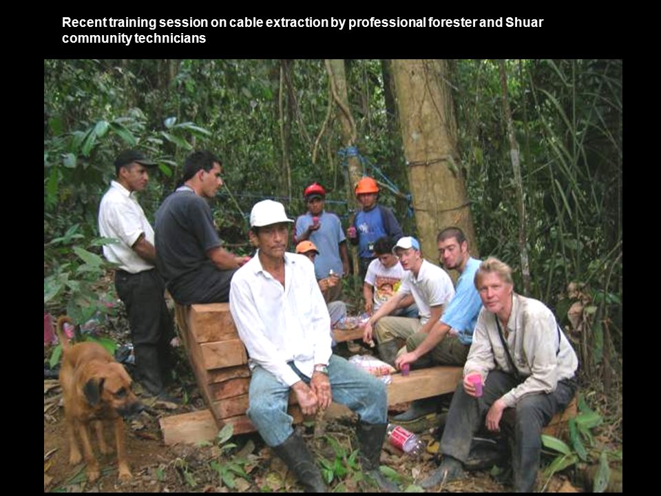 Recent training session on cable extraction by professional forester and Shuar community technicians