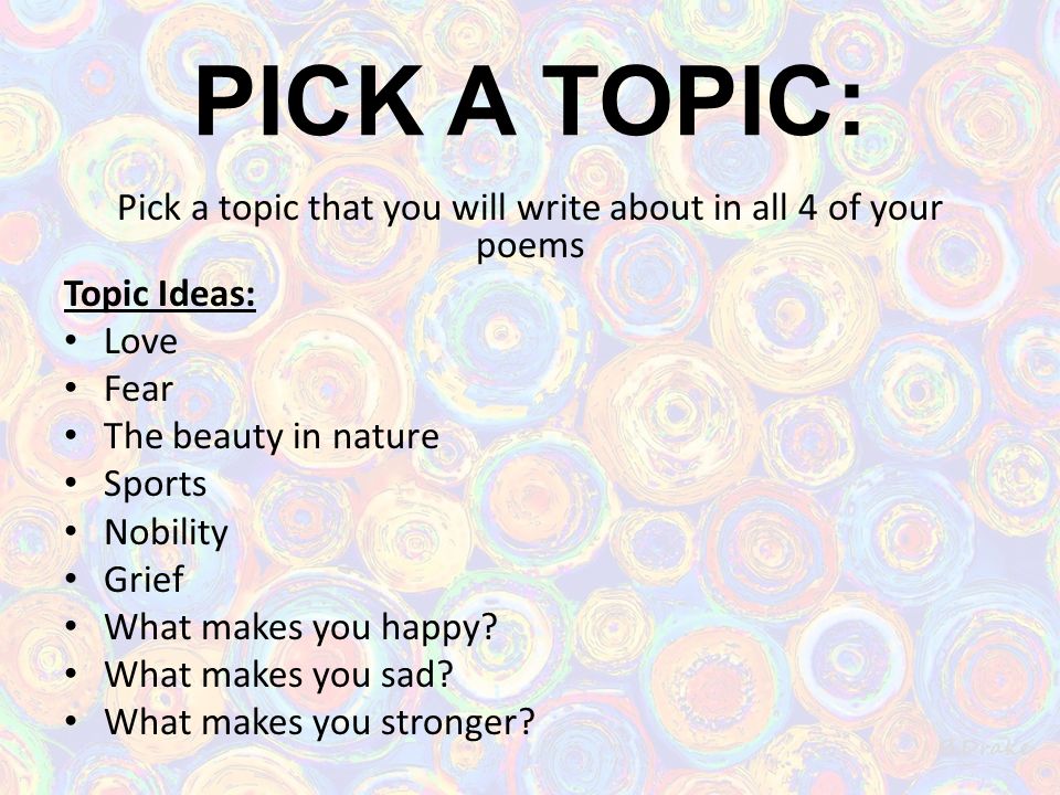 poem topics to write about