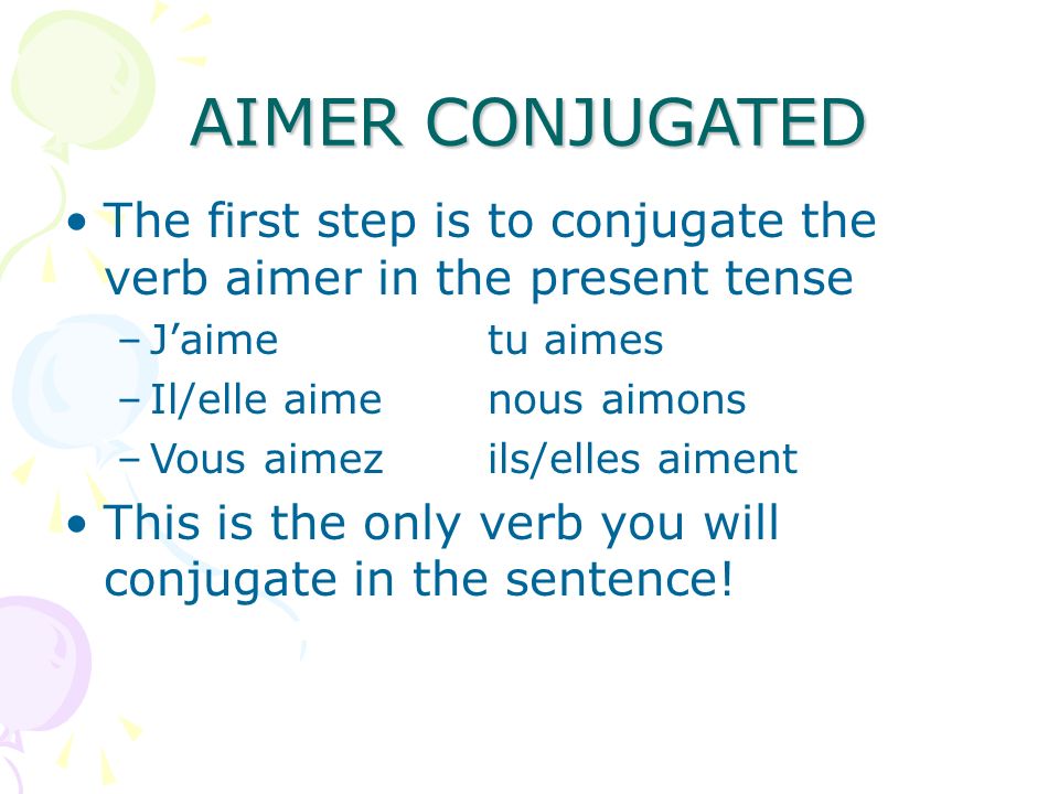 Aimer Conjugation Chart