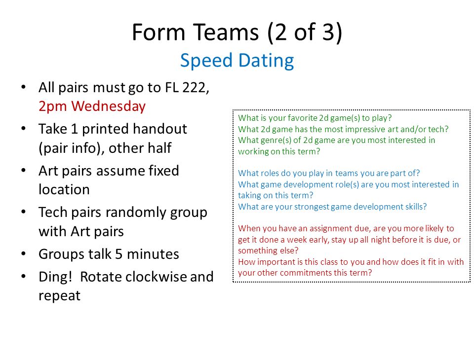 Speed dating for teams