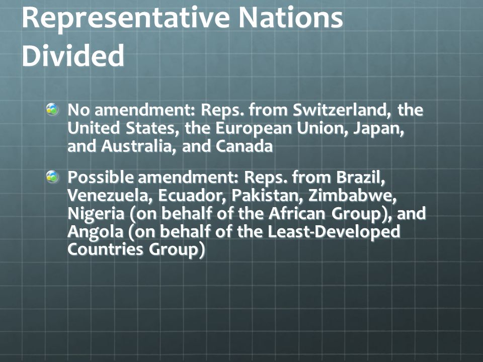 Representative Nations Divided No amendment: Reps.