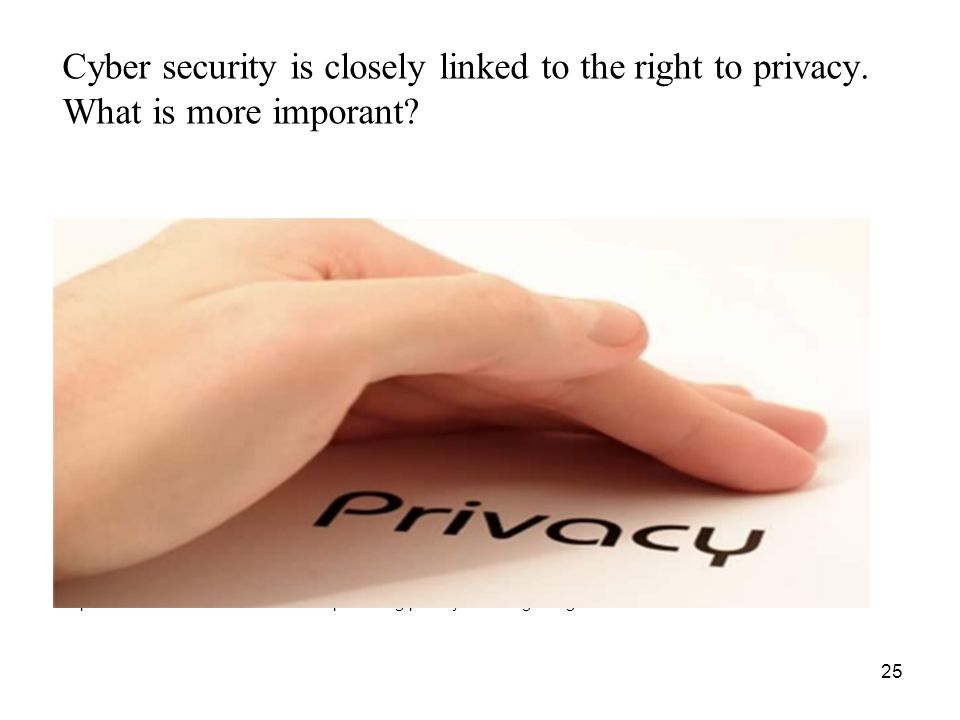 Cyber security is closely linked to the right to privacy.