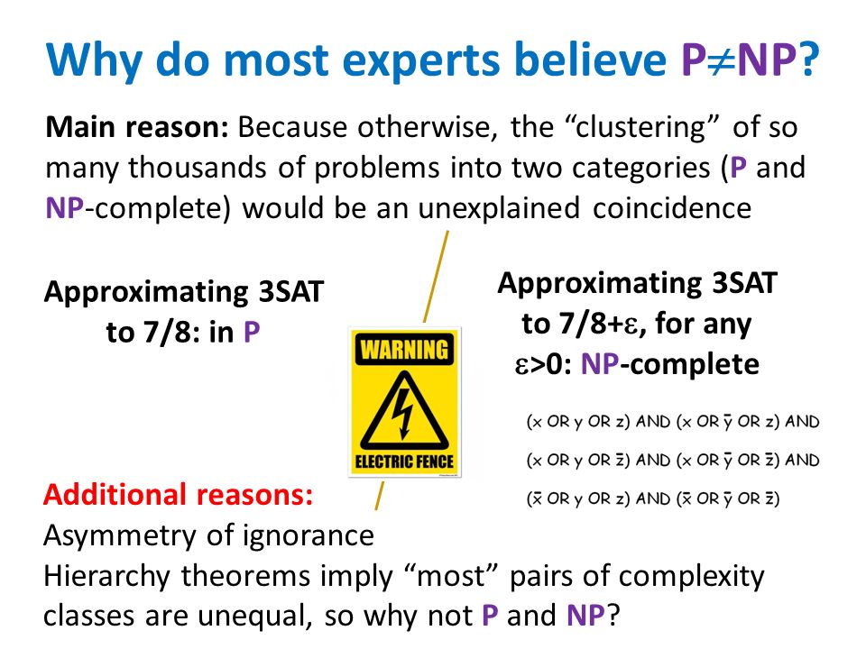 Why do most experts believe P  NP.