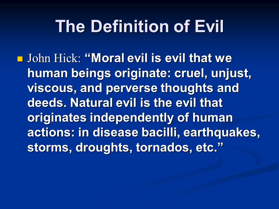 moral evil and natural evil