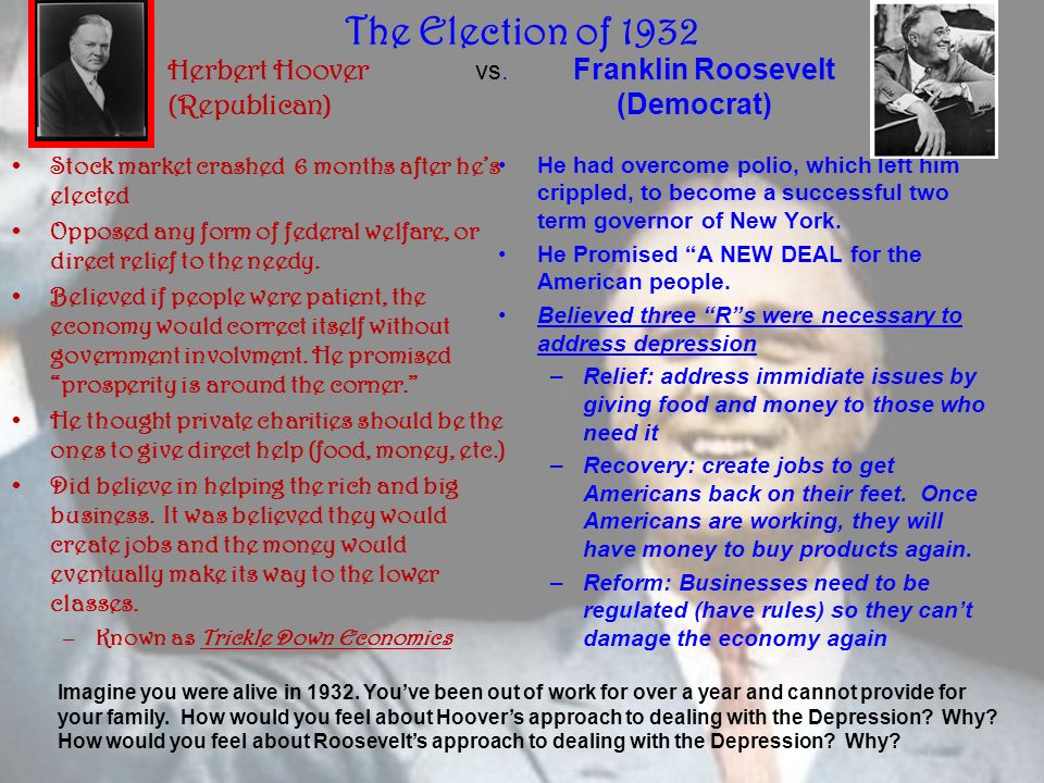 Presidents Hoover And Roosevelt Address The Great Depression