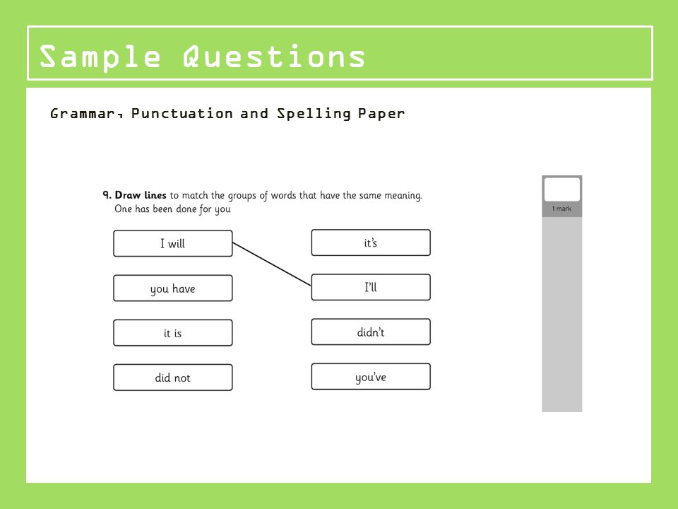 Grammar, Punctuation and Spelling Paper Sample Questions