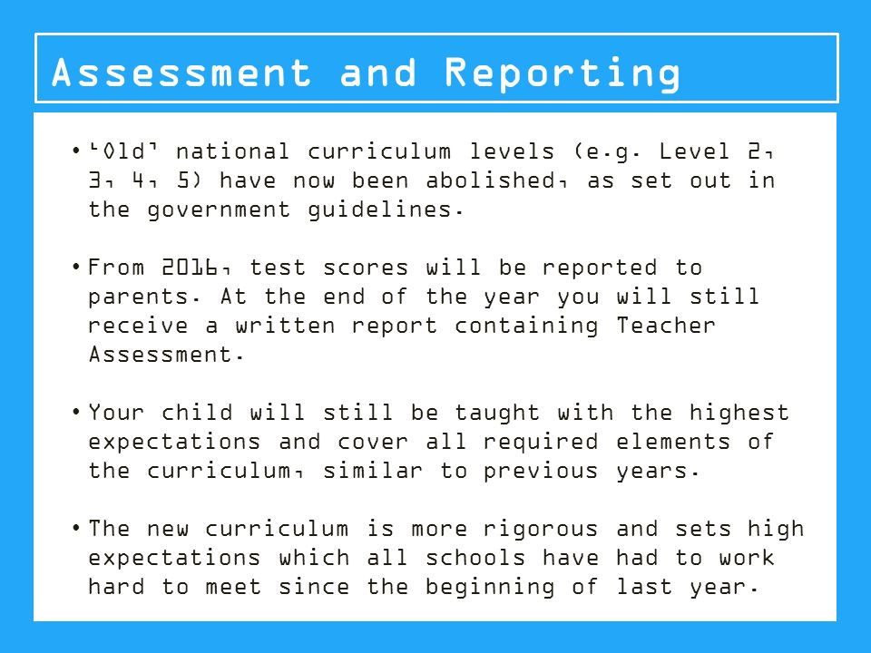 ‘Old’ national curriculum levels (e.g.