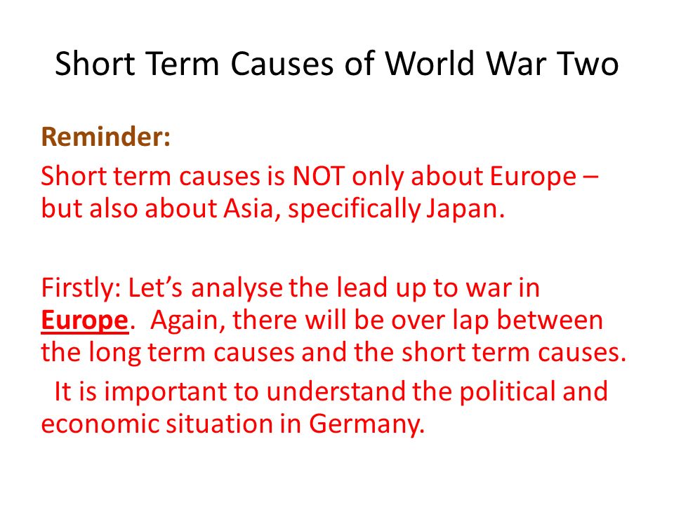 what were the long term causes of ww2