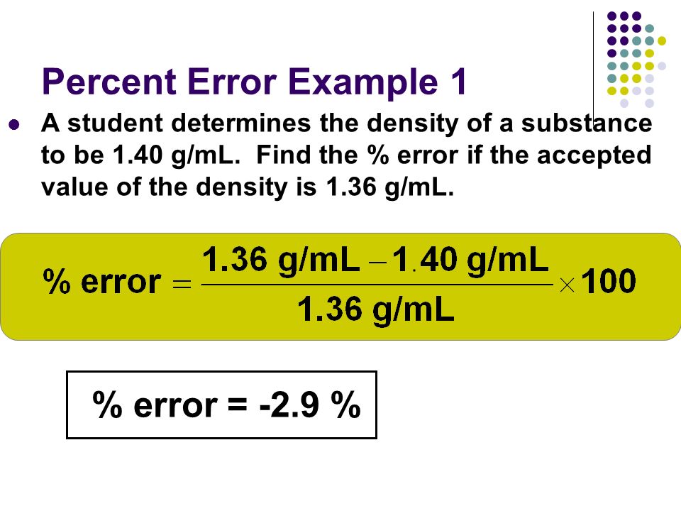 How To Find Percent Error Example