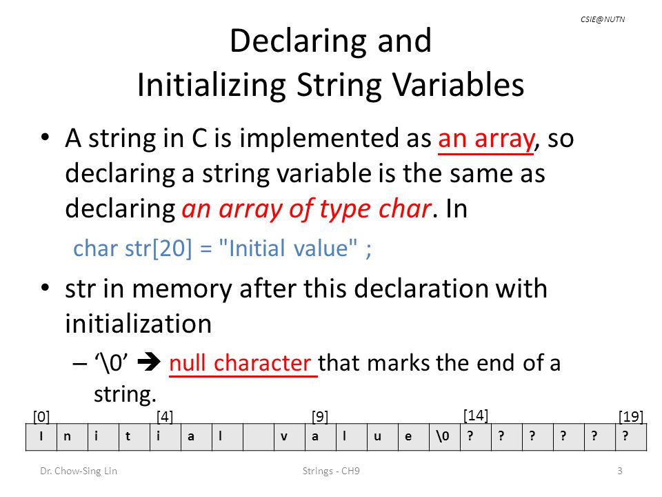 Problem Solving and Program Design in C Chap. 8 Strings Chow-Sing Lin. -  ppt download