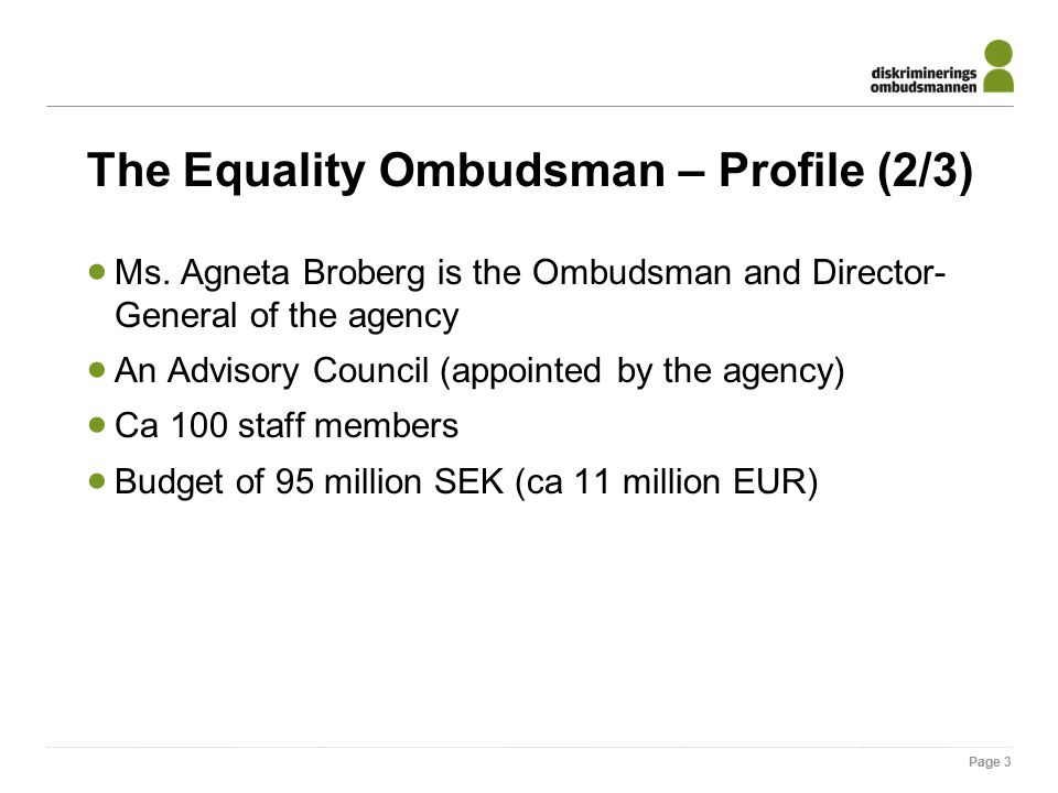 The work of the Swedish Equality Ombudsman Mattias Falk, International  secretary +46 (0) ppt download