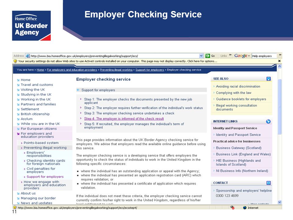 11 Employer Checking Service
