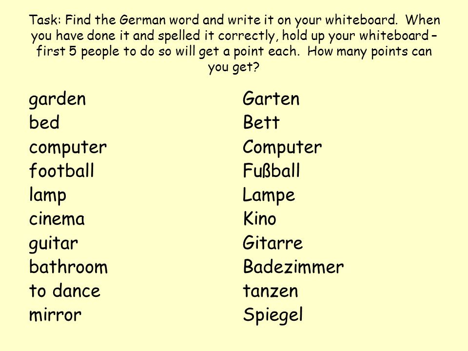 Starter Activity With Your Partner Discuss What A Dictionary Is Task Find The German Word And Write It On Your Whiteboard
