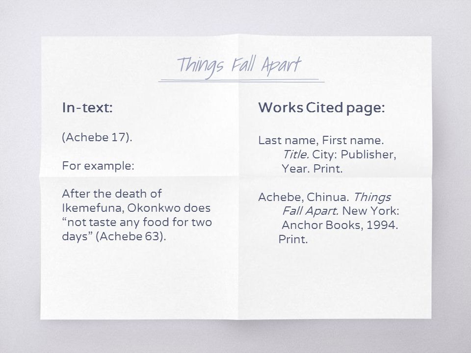 things fall apart works cited
