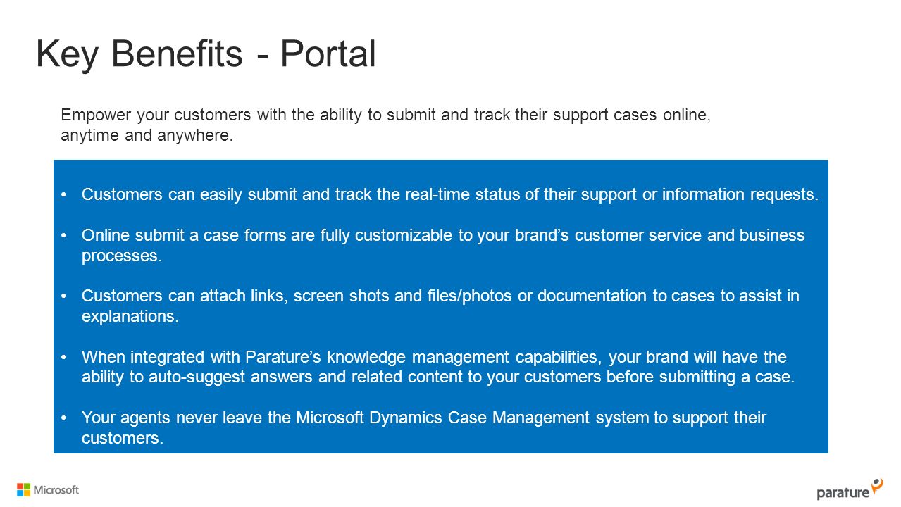 Customers can easily submit and track the real-time status of their support or information requests.