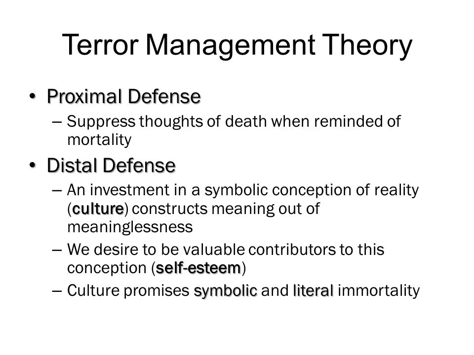 terror management theory and self esteem