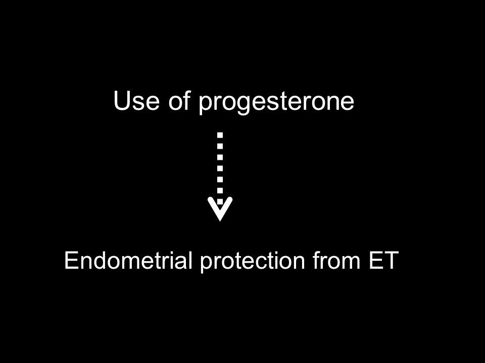 Use of progesterone Endometrial protection from ET