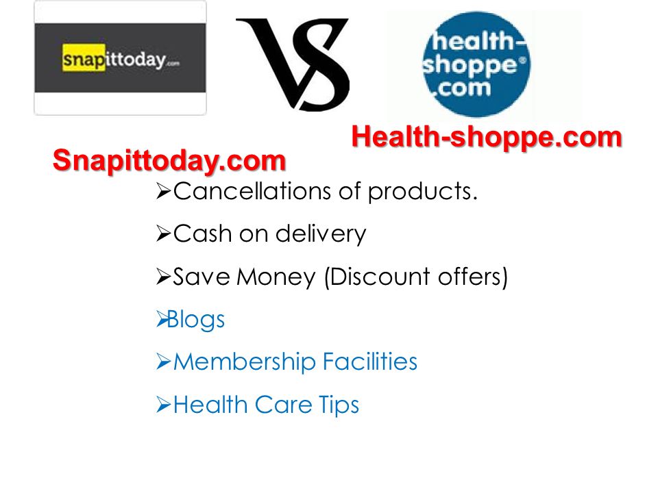 Snapittoday.com Health-shoppe.com  Cancellations of products.