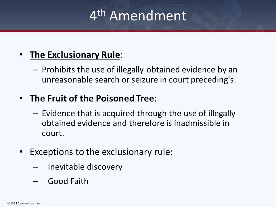 Exceptions of the exclusionary rule the inevitability doctrine exclusionary rule scenarios