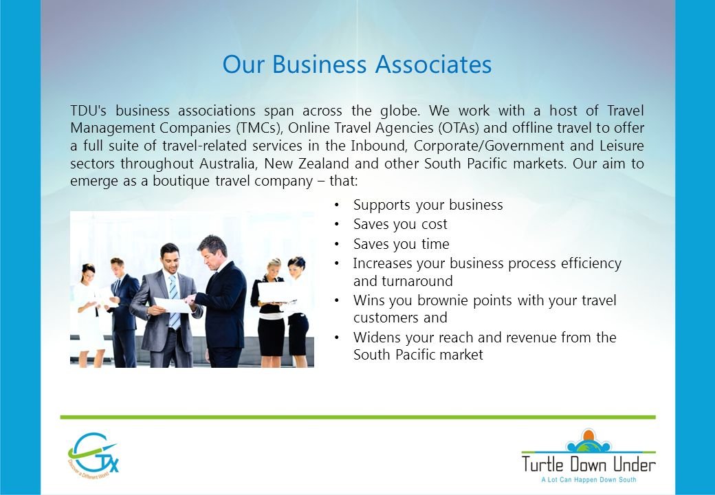 Our Business Associates TDU s business associations span across the globe.