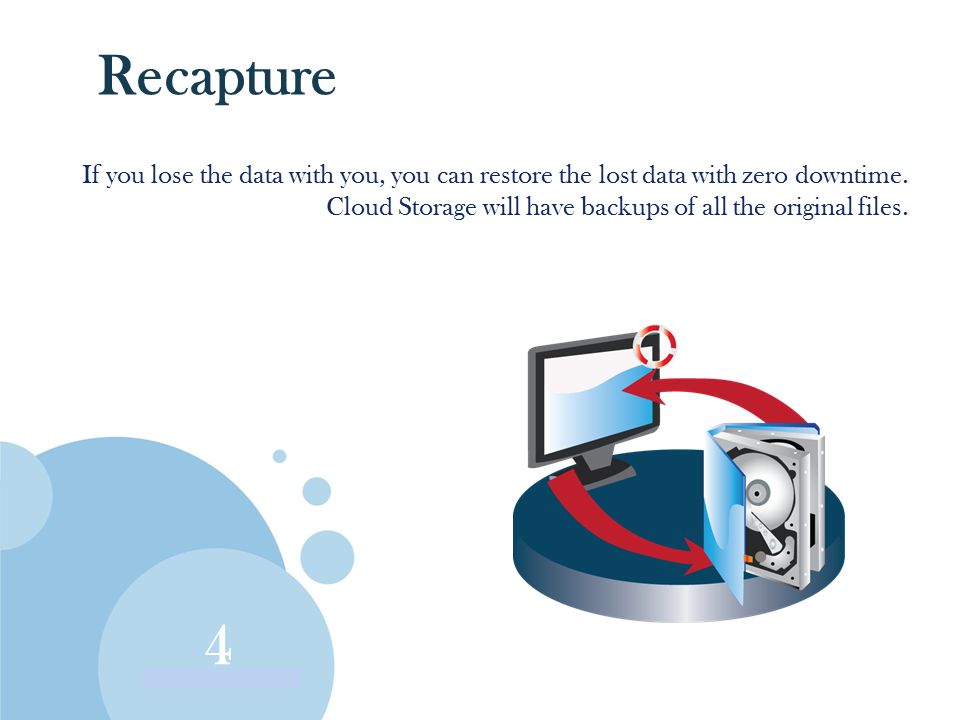 Recapture 4 If you lose the data with you, you can restore the lost data with zero downtime.