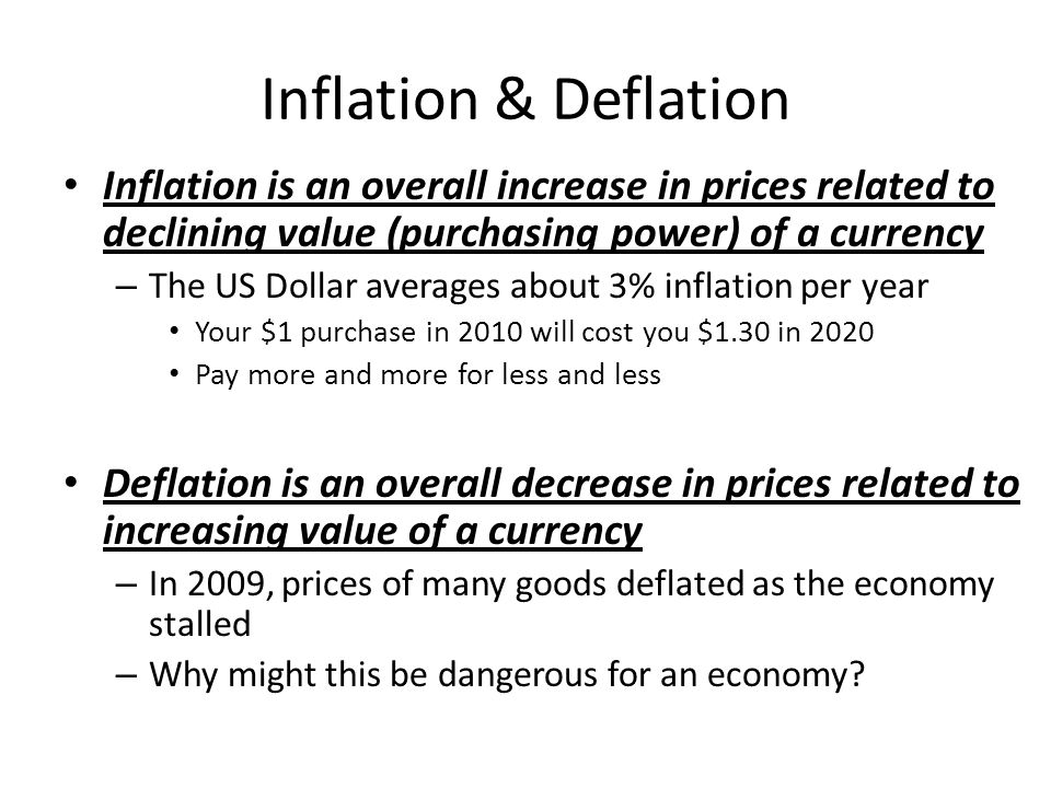 Inflation And Cpi Objectives Define Inflation Examine The Costs