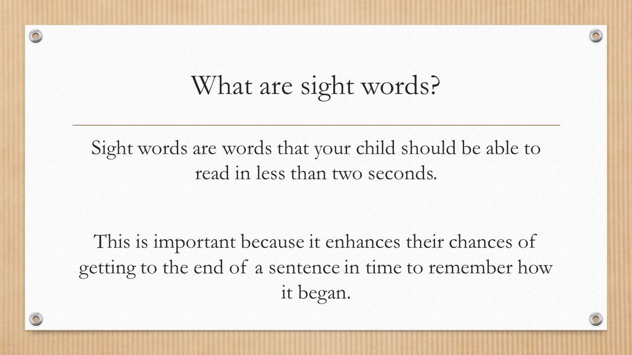 What are sight words.