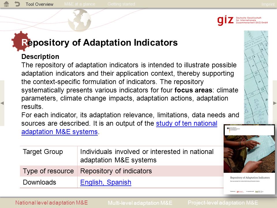 Monitoring & Evaluation of Adaptation to Climate Change Open toolbox in ...