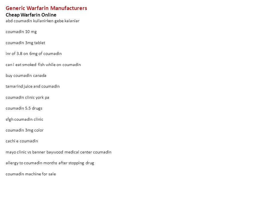 Buy generic warfarin