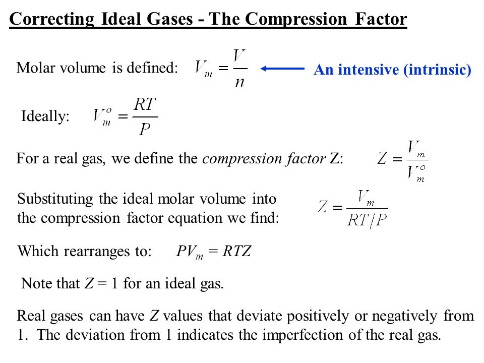Derive an expression for the compression factor of a gas tha