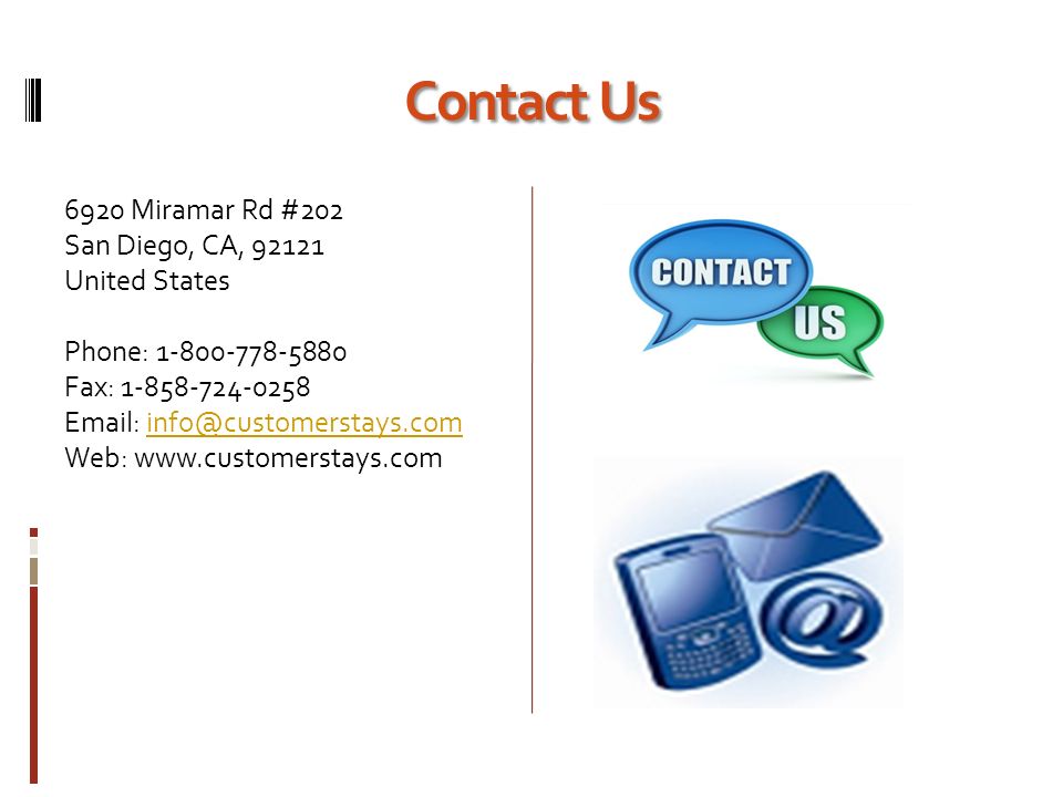 Contact Us 6920 Miramar Rd #202 San Diego, CA, United States Phone: Fax: Web: