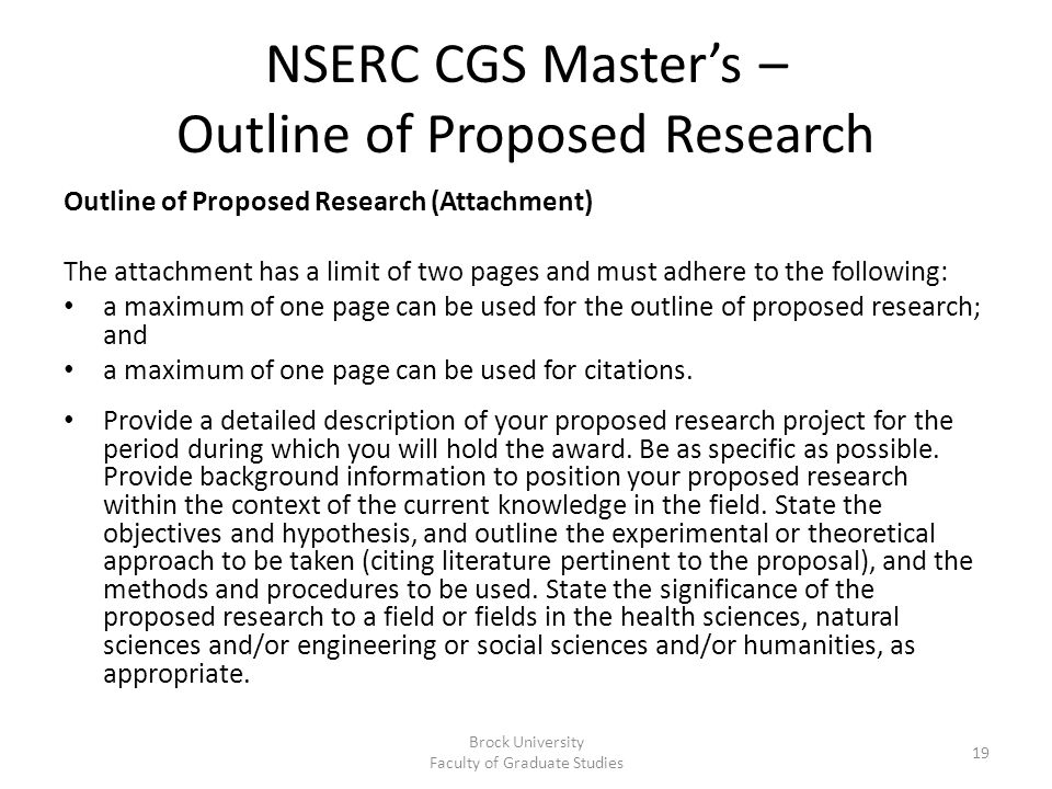 outline of proposed research