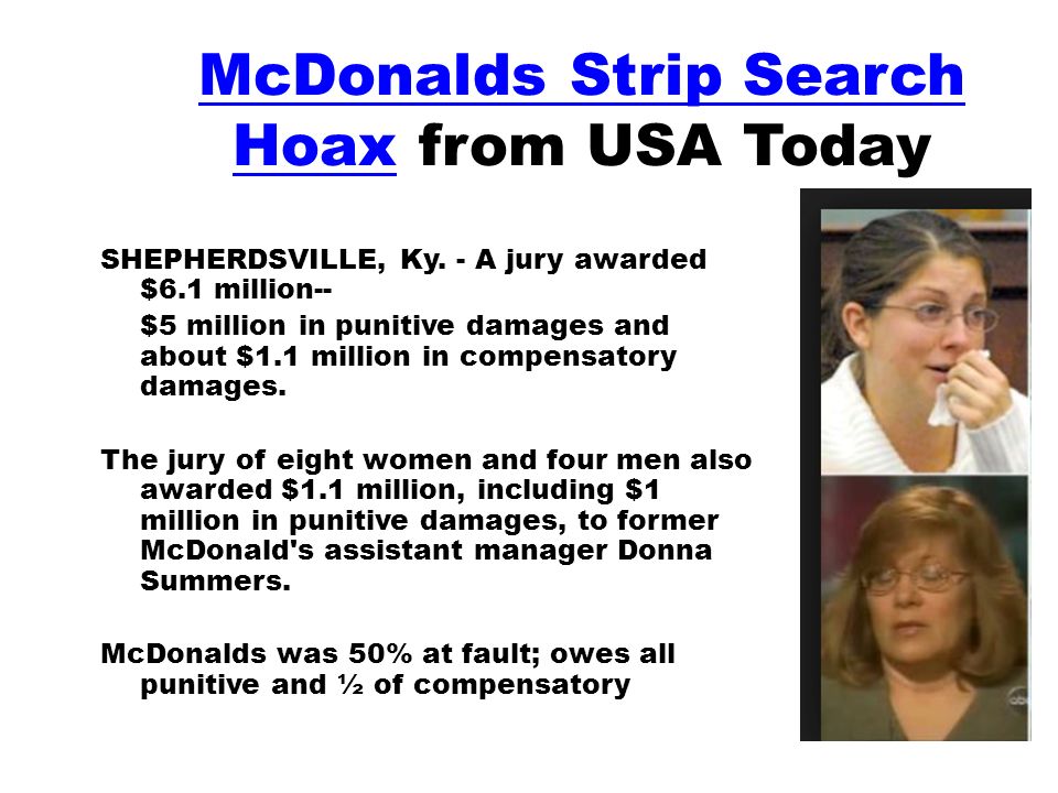 Mcdonalds Strip Search Hoax