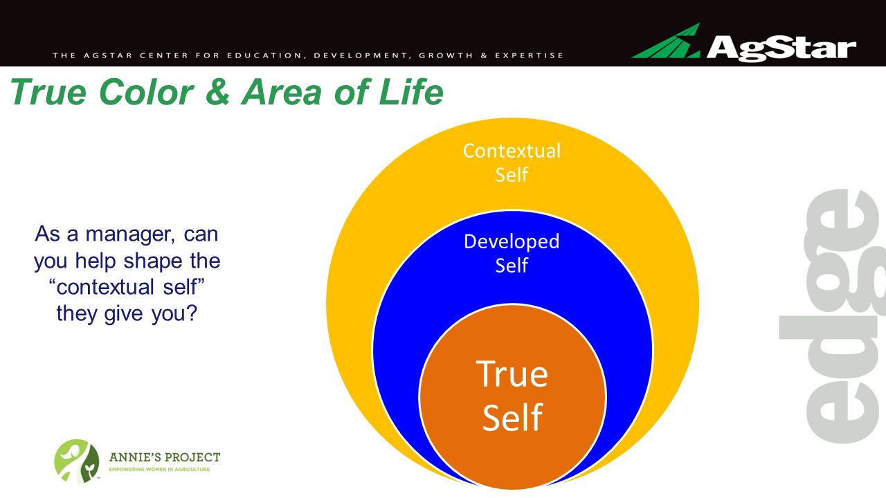 Contextual Self Developed Self True Self As a manager, can you help shape the contextual self they give you.
