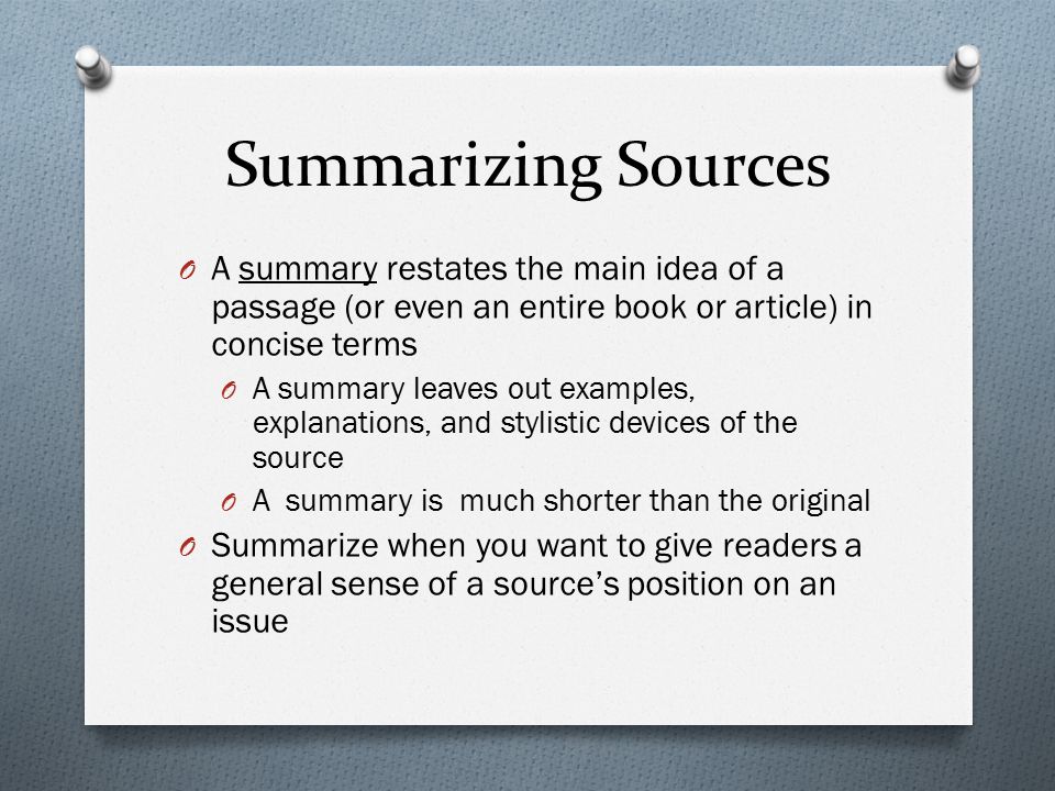 how to write a source summary