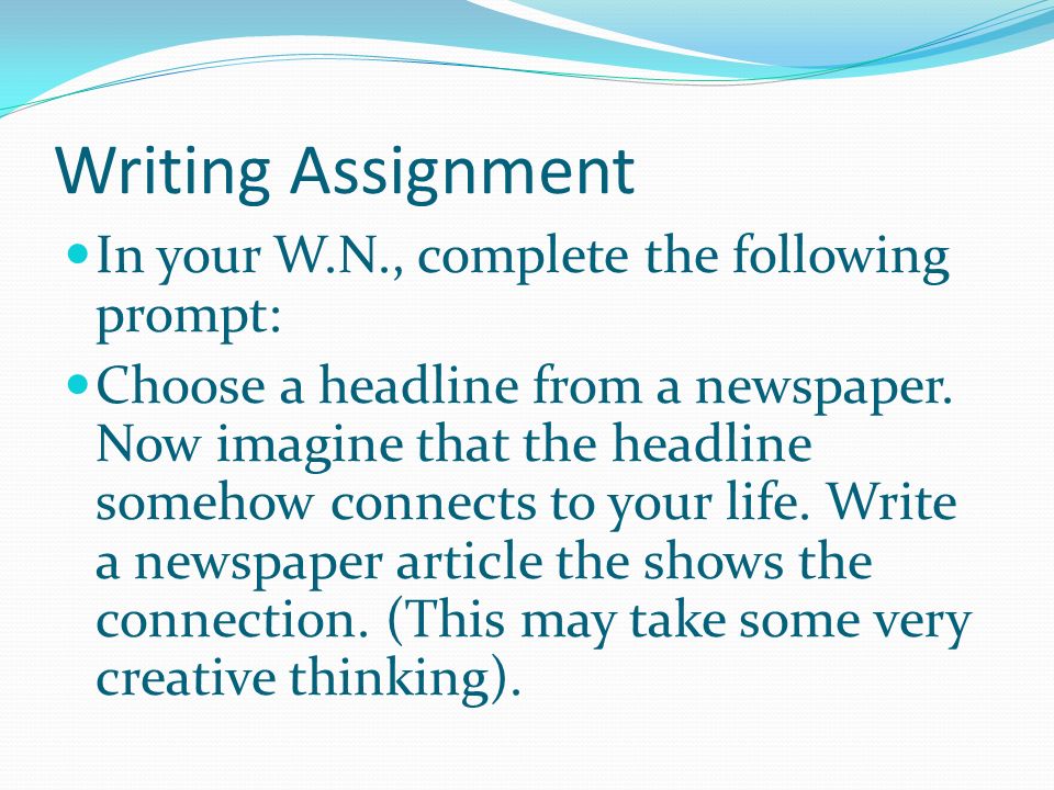 Prewriting. Do Now: Complete the following activity on loose-leaf and ...