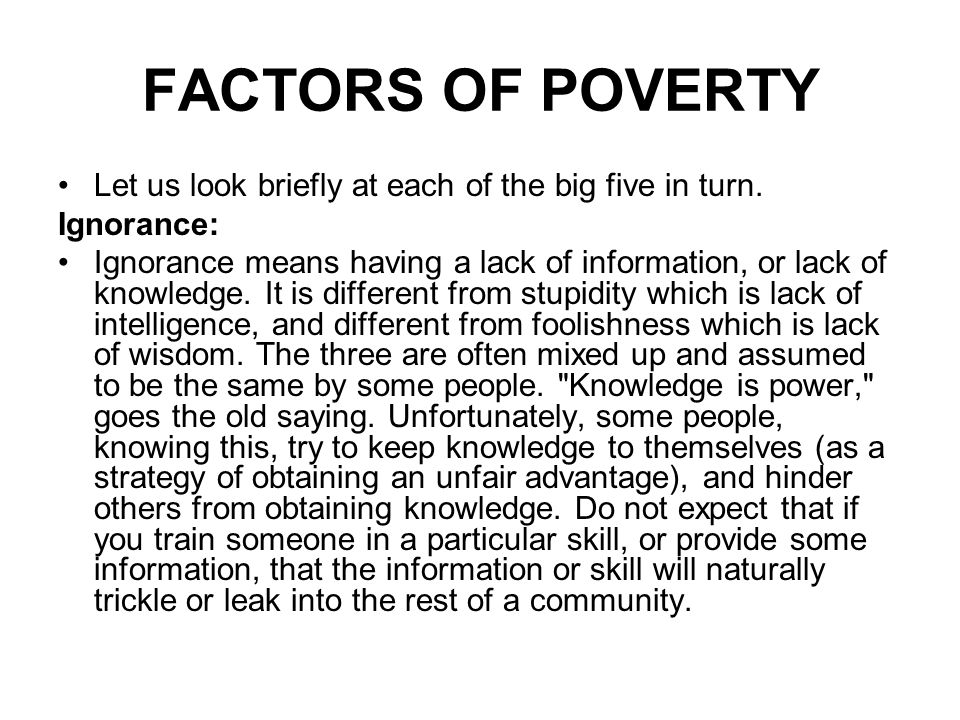 Poverty Solution Through Business Innovation. FACTORS OF POVERTY ...