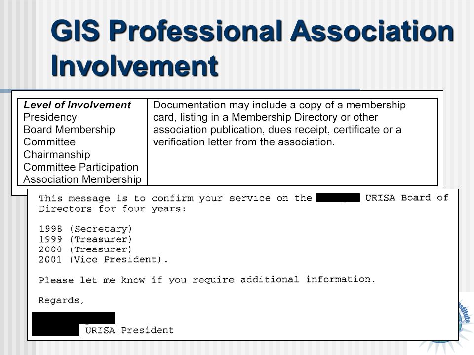 GIS Professional Association Involvement